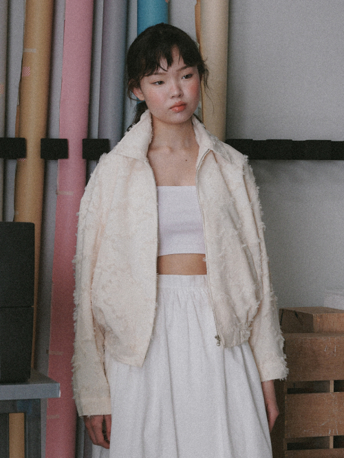 Jacquard blouson (Ivory)