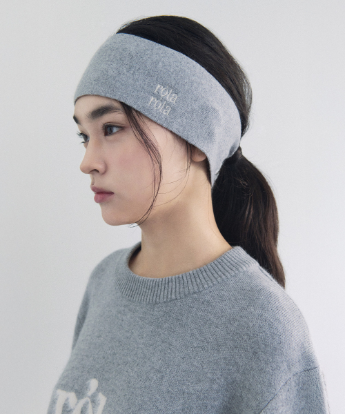 NUBASIC LOGO KNIT HAIR BAND GRAY