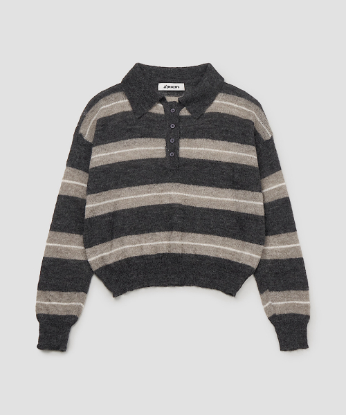 STRIPE KNIT POLO (2C)