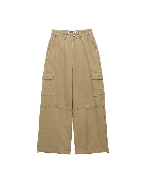 Stone Cargo Wide-Leg Pants (gray)