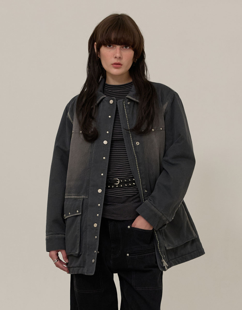 엠엠더블유(MMW) [MMW] WASHED STUD JACKET (CHARCOAL) - 사이즈 & 후기 | 무신사
