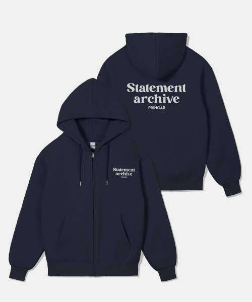 Худи на молнии Statement - Navy (с начесом на выбор)