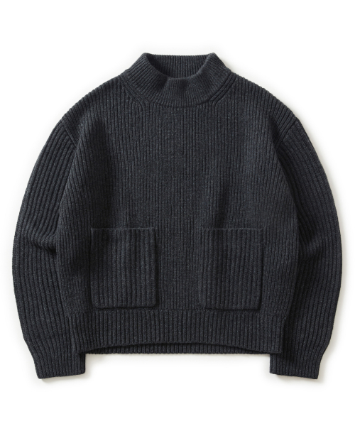 PLGW MOCK NECK KNIT (CHARCOAL)