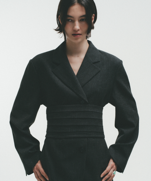 JACKET & PINTUCK BUSTIER SET [CHARCOAL]