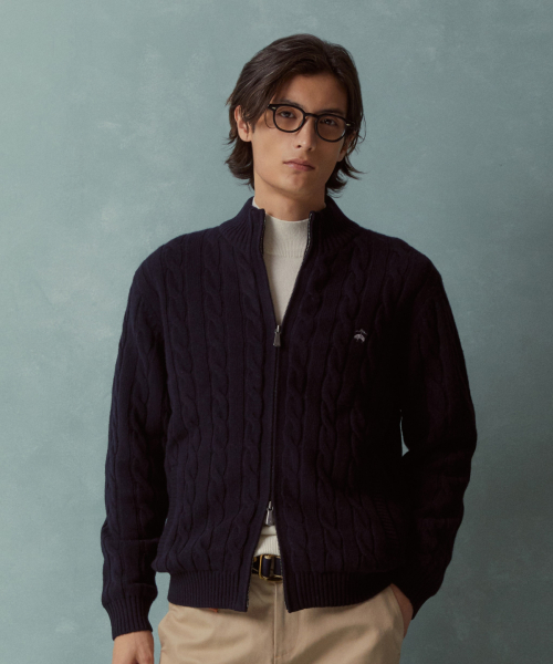Cable Zip свитер (Dark Navy) (BBWCMBF406)