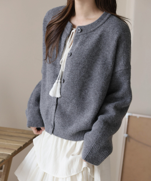 Round Neck Simple Cozy Button Knit Cardigan 3 Colors
