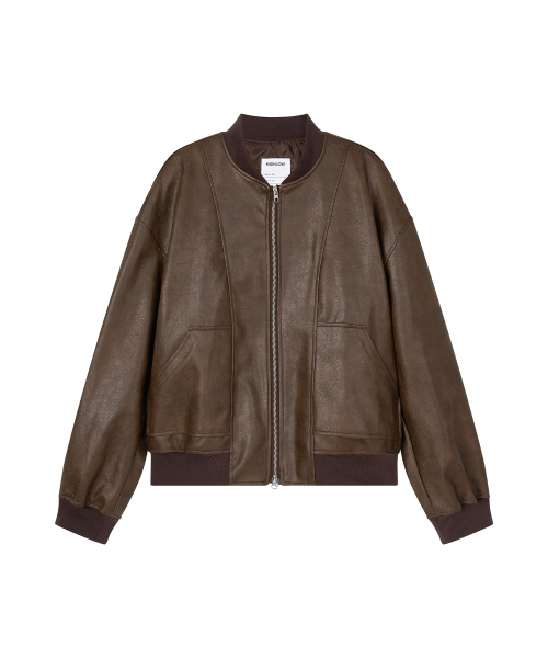 Кожаный бомбер оверсайз (Brown)