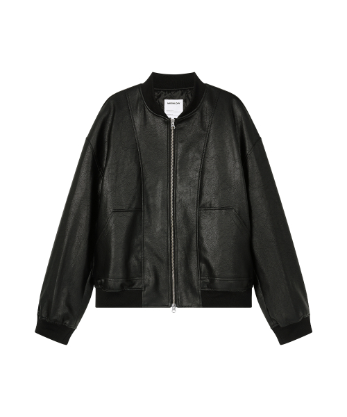 Кожаный бомбер оверсайз (Black)