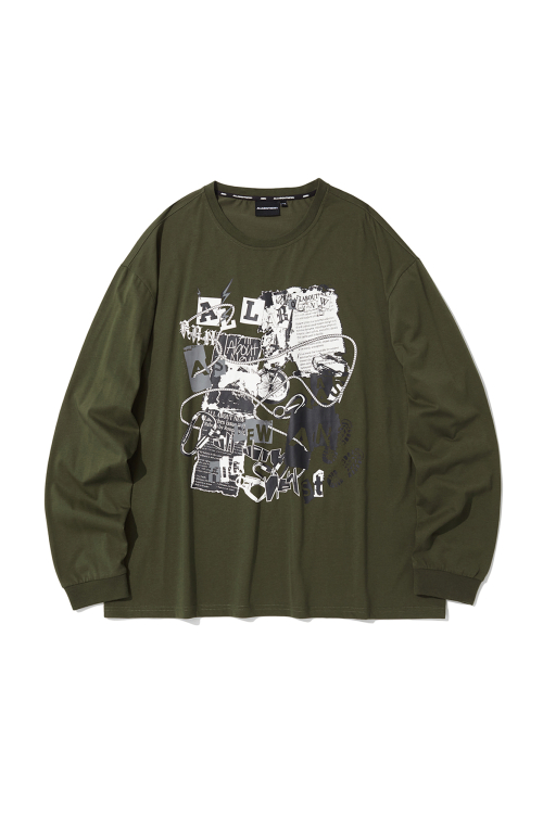 Лонгслив с граффити D-Khaki ANZ3TR02ADK