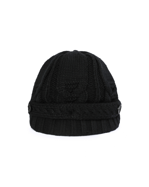 Cable knit beret BLACK