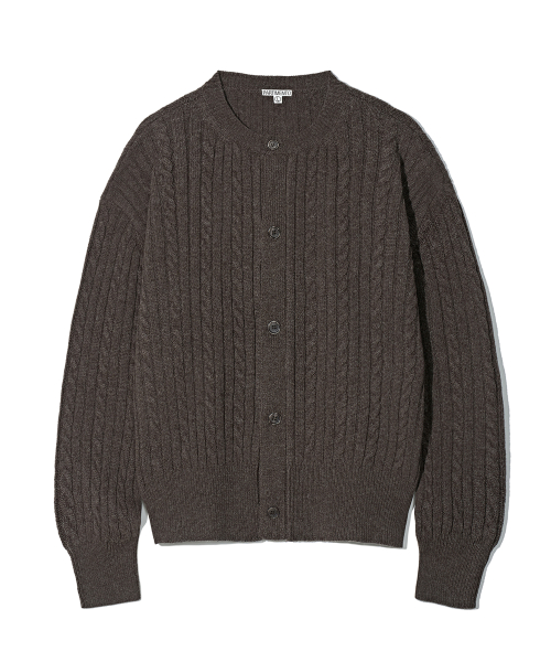 Укороченный шерстяной кардиган косами Brown
