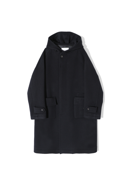Longgrove Wool Hood Coat Dark Navy
