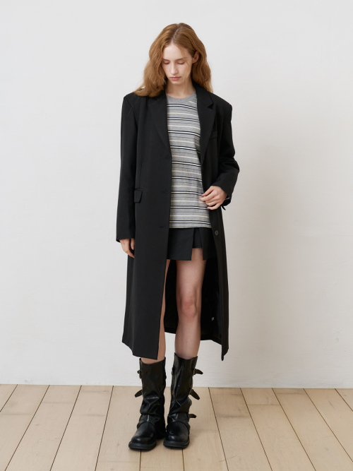 Длинный однобортный жакет оверсайз BLACK