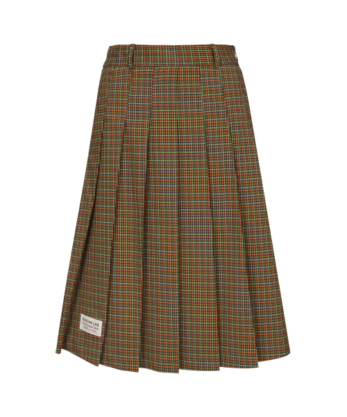 네이비(그린체크) 체크 미디 플리츠 스커트