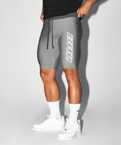 BRN SIDE LOGO SHORT LEGGINGS [CHARCOAL]