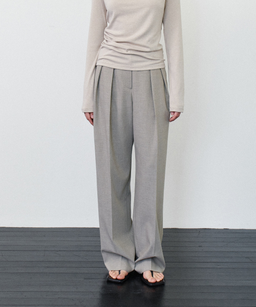 ESSENTIAL WIDE FIT TWO TUCK SLACKS - BEIGE