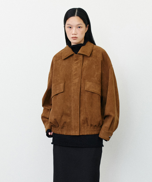 SUEDE BLOUSON JUMPER - BROWN