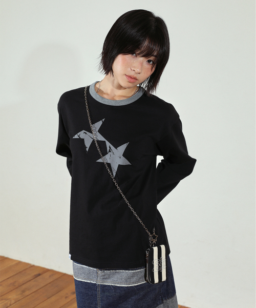 TWIN STAR RINGER LS TEE BLACK(CV2FFUT577A)