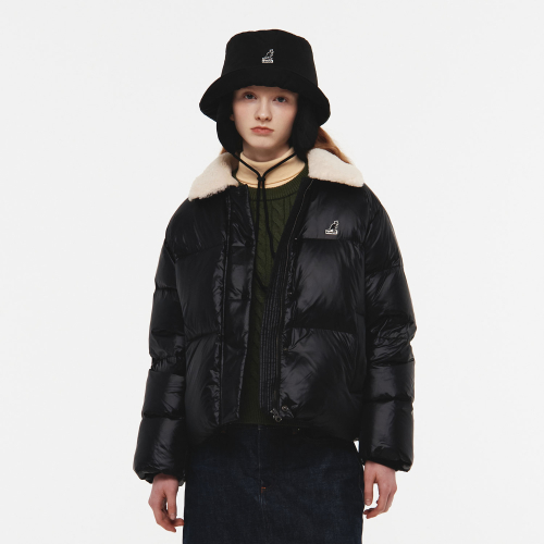 Женский пуховик с меховым воротником 8177 Black