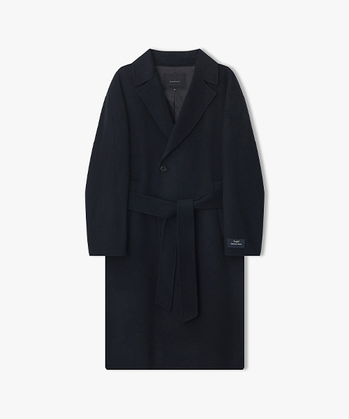 [25FW] LLW21692 пальто оверсайз с кашемиром и поясом Dark Navy