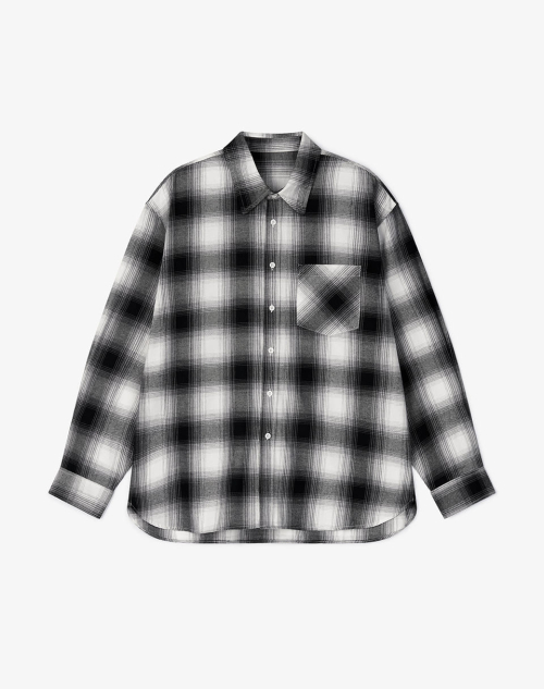 Свободная хлопковая рубашка в клетку Breno [White Black]
