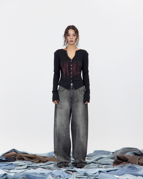 Кардиган из хлопка с графикой (Black)