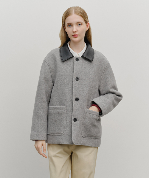 COLLAR POINT HALF COAT gray