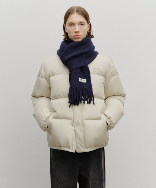 FUZZY SOLID KNIT MUFFLER navy