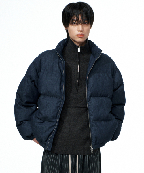 Укороченный джинсовый пуховик Monstro WASHED BLUE