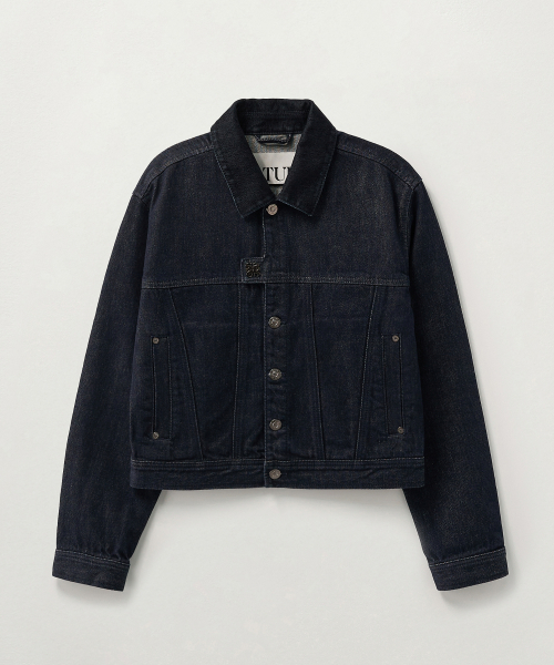 (W) Джинсовка Symbol Brooch Velvet Collar Denim Trucker Jacket Indigo