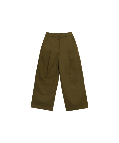 COTTON WIDE POCKET PANTS_KHAKI