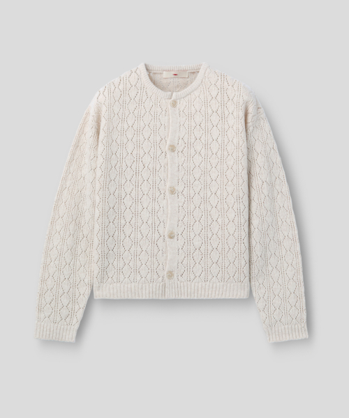 CASHMERE CROCHET CARDIGAN (BEIGE)