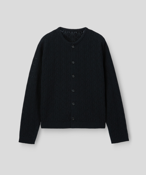 CASHMERE CROCHET CARDIGAN (BLACK)