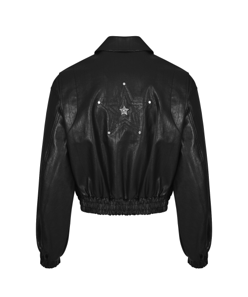 [0079] Star Stud Leather Blouson - Black
