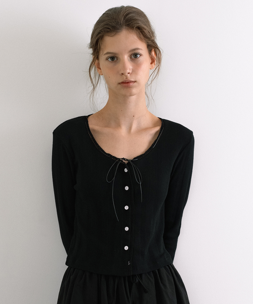 Rosee Punching Pattern Cardigan - Black