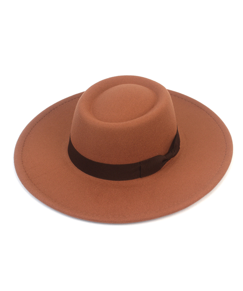 Wool Beige Ribbon Long Fedora 페도라