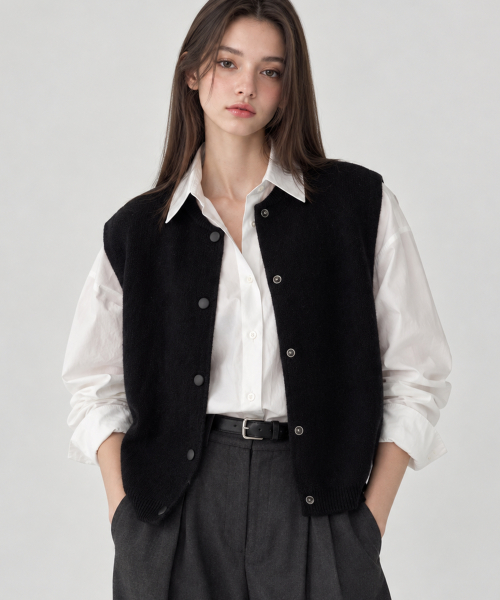 바스카라 Snap Button Knit Vest (4colors)
