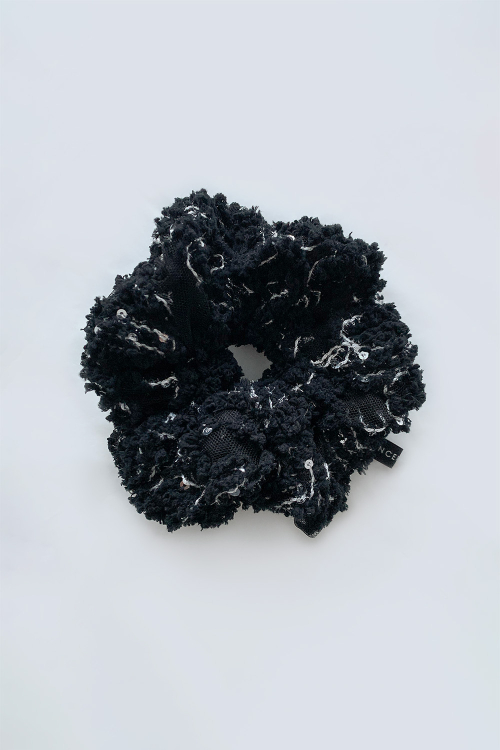 Romantic Boucle Lace Scrunchie Silver