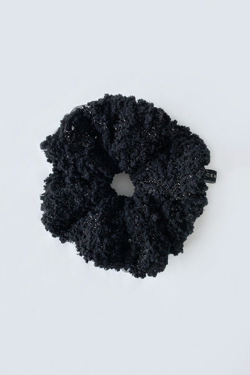 Romantic Boucle Lace Scrunchie Black