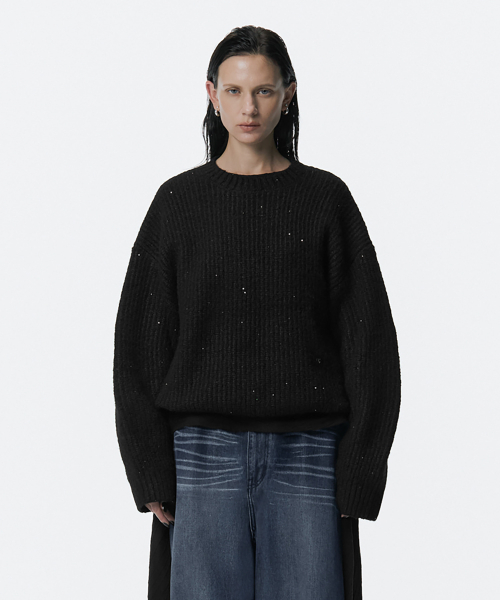Spangle Knit Pullover [ Black ]