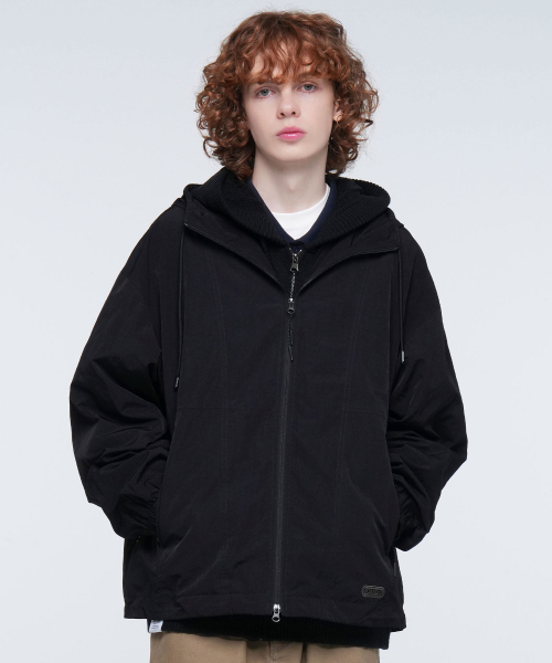 NYLON LINING HOODIE JUMPER (BLACK)
