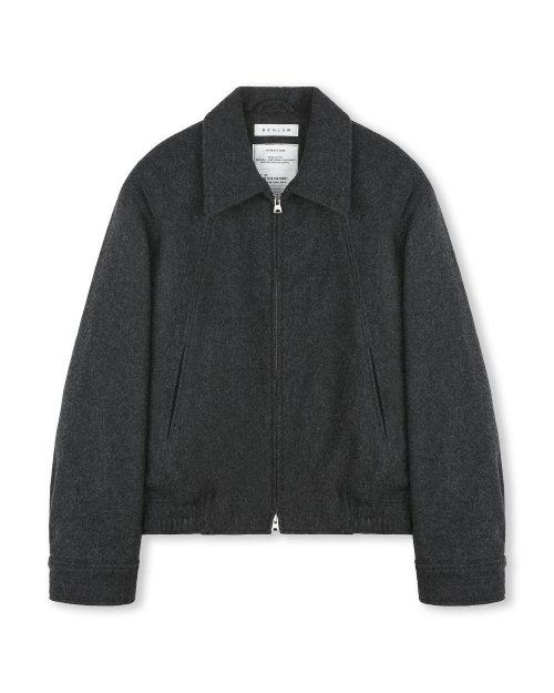 WOOL WIDE COLLAR HARRINGTON JACKET MELANGE CHARCOAL