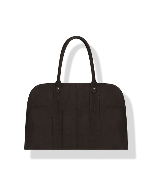 SYNTHETIC SUEDE TOTE BAG DARK BROWN