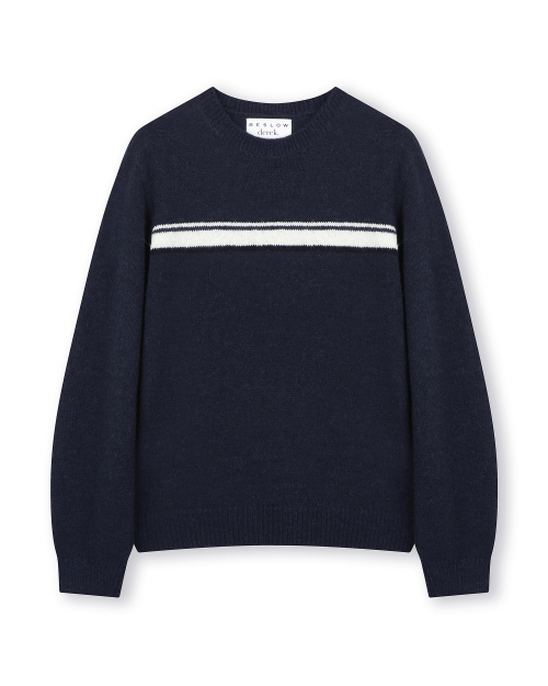 [X]STRIPE ALPACA KNIT NAVY