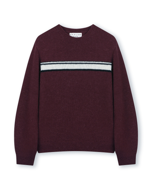 [X]STRIPE ALPACA KNIT BURGUNDY
