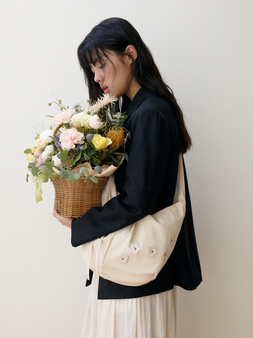 Bohemian floral hobo bag_cream