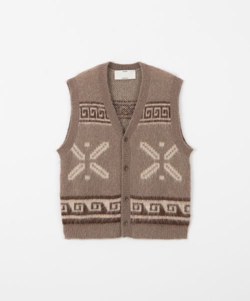 Mohair jacquard vest - BROWN