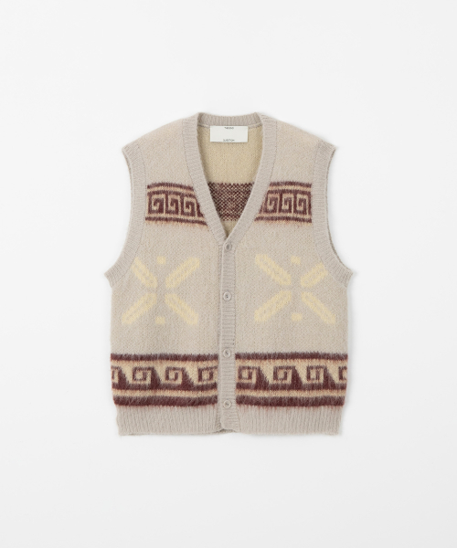 Mohair jacquard vest - BEIGE