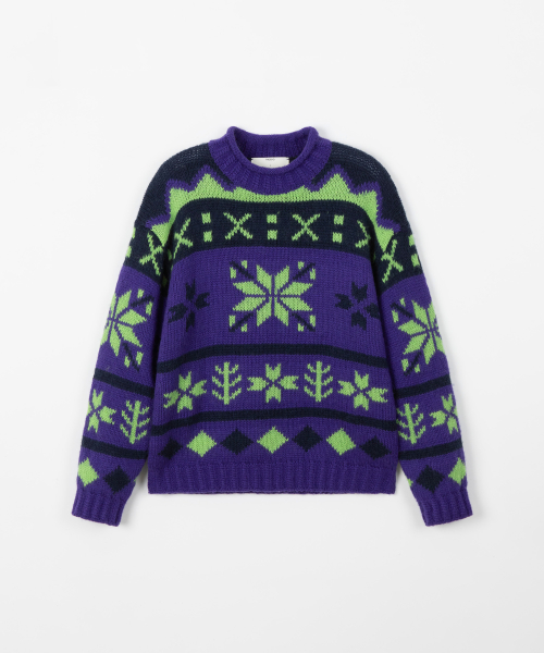 Snow jacquard knit top - PURPLE