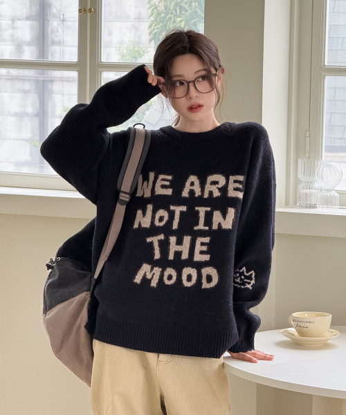 엘엠알() 레터링 자가드 풀오버 니트 DARK NAVY 상품 이미지